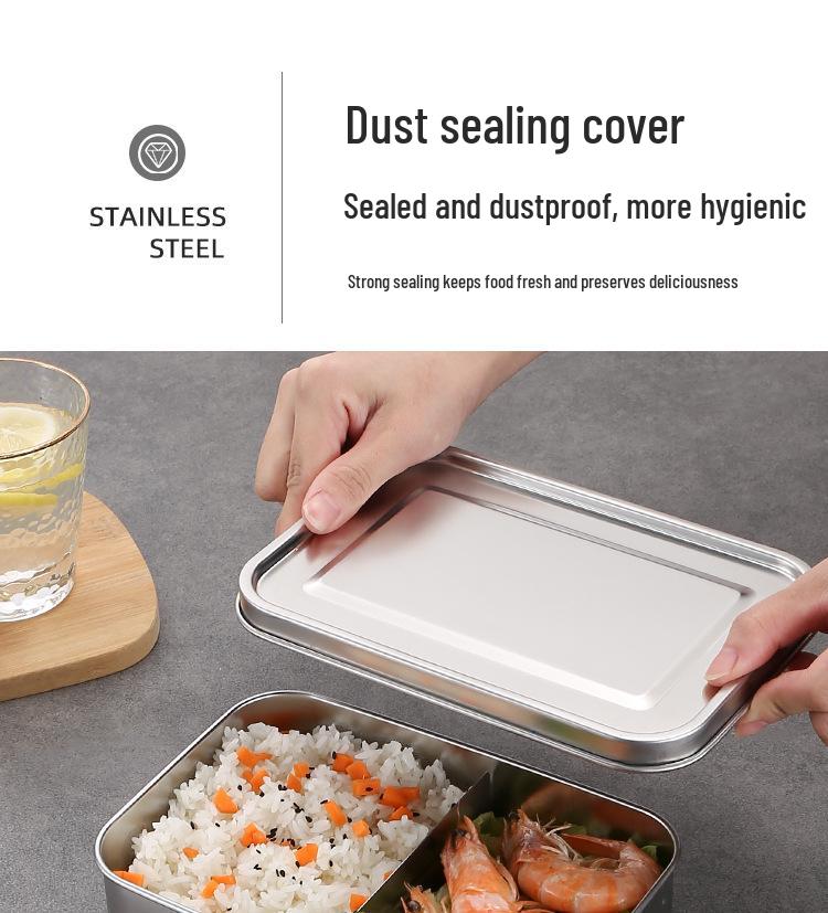 304 Stainless Steel Bento Lunch Box with Lid - Food Grade for Students and Office Workers