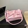 Temperament Simple Texture Shoulder Bag Women's 2025 Spring New Women's Messenger Bag Bow Korean Version of Women's Bag Tide