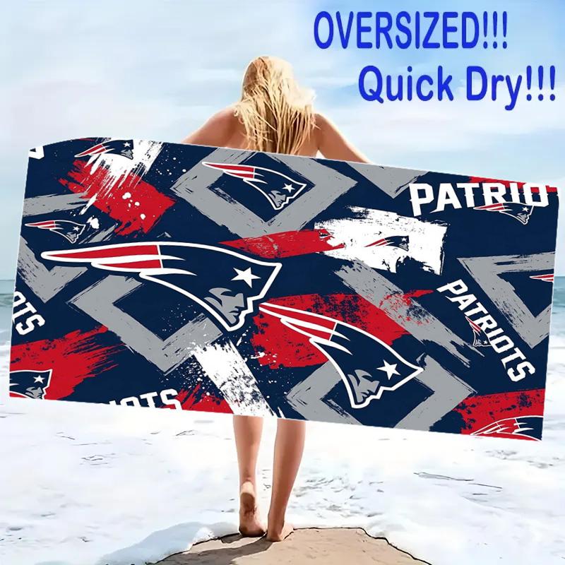 New England Patriots Print Beach Towel, Large Soft Quick Dry Towel for Beach Camping Swimming