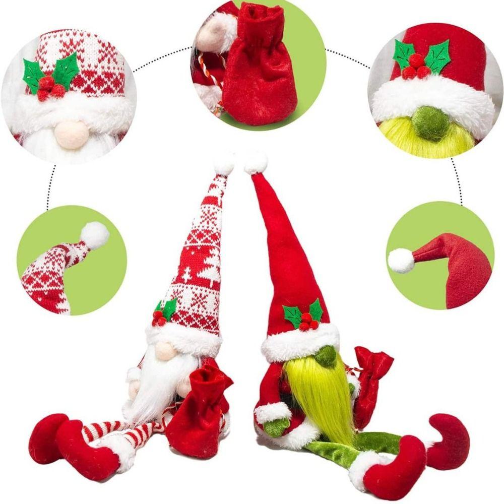 With Full Beard Sitting Long-legged Gnomes Old Man Ornament Plush Dwarf Doll Toys  Festival