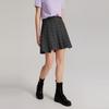 ELLE French Design Hollow Slim Simple Thin Plaid Pleated Casual Skirt Women skirts Gray ER47595