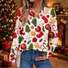 Women's Christmas Print Long Sleeve Shirt Elegant Casual Holiday Top