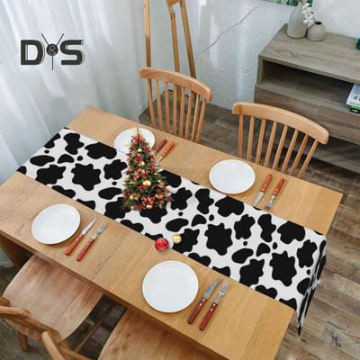 Table Runner Contrast Color Cow Printing Rectangle Easy Care Table Prevent Stains Protection Banquets Holiday Party Decoration Tablecloth