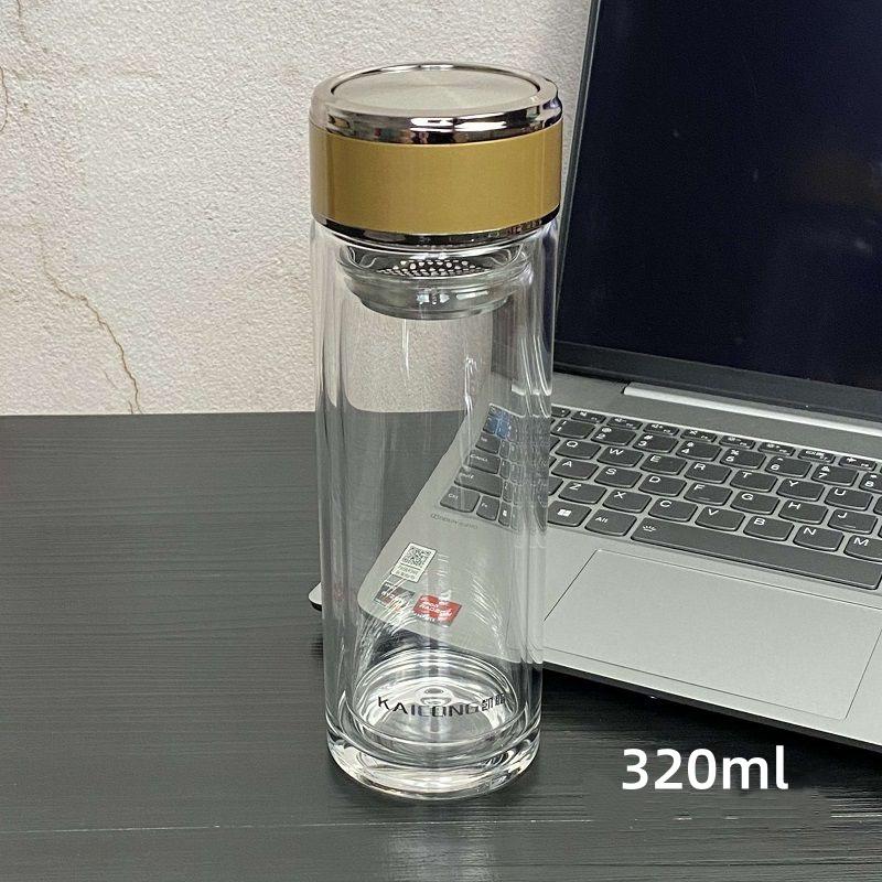 Custom Logo Double-Layer Glass Cup with Burned Cloud Pattern and Screw Cap – Ideal Gift for Events
