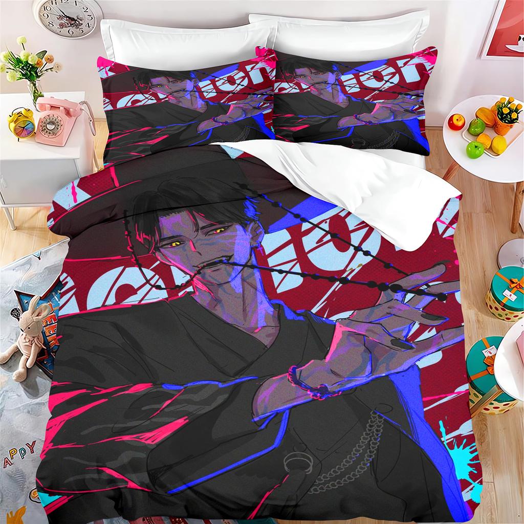 KPop Demon Hunters Anime 100% Polyester Bedding Set Duvet Cover Set Printed Cartoon Home Decor