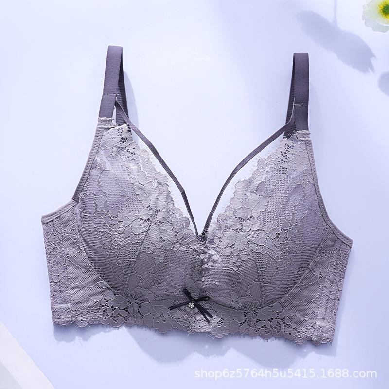 Underwear Women's Ultra-thin Sexy Lace Beautiful Back Gathered Side Milk Anti-sagging Bra Summer