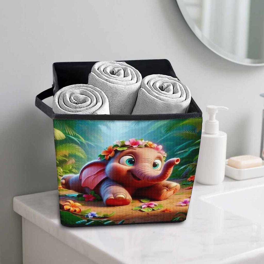 The Pink Elephant 5D Diamond Painting Storage Basket Full Round Drill Mosaic Diamond Embroidery Cross Stitch Kits Home Decor Home Decor