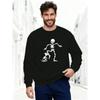 Men's Skull and Cat Pattern Casual Crew Neck Sweatshirt