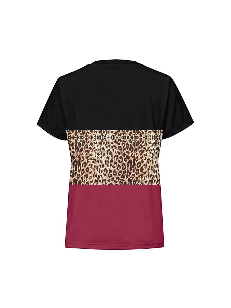 European and American fashion plus size women's round neck casual short-sleeved tops