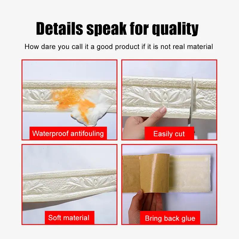 1PC 2.3mx4cm Ceiling Decorative Strip Self Adhesive Wall Trim Line Wall Border Skirting Home Decoration Wall Stickers