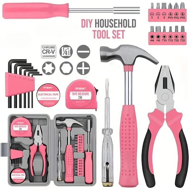 Multi-functional household toolbox, comprehensive set of hardware tools, combination tape measure, manual repair tool kit
