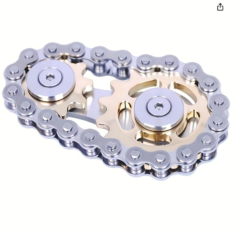 Fingertip Gyroscope, Linked Bicycle Chain Gyroscope Design, 2-gear Rotating Finger Game Durable Mechanics and Smooth Bearings, Decompression Toy