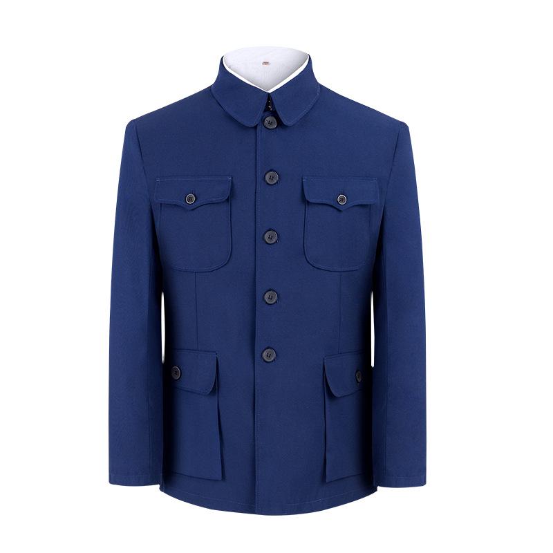 Traje de Verano Zhongshan: Chaqueta Estilo Militar de Abuelo para Hombres de Mediana Edad