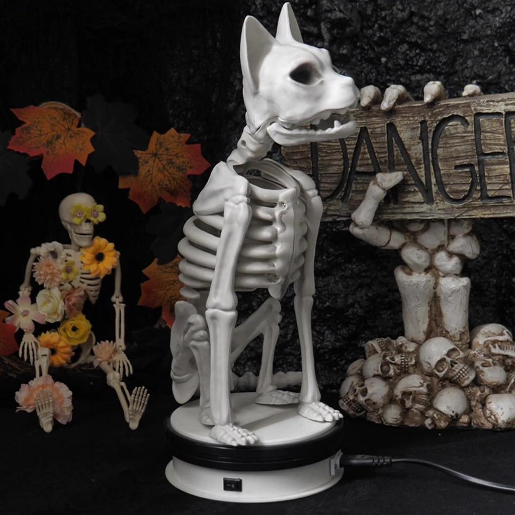 Creepy Cat Skeleton Realistic Sitting Animal Scary Decor For Indoor Lawn Outdoor Home Shelf Table Garden Halloween Parties