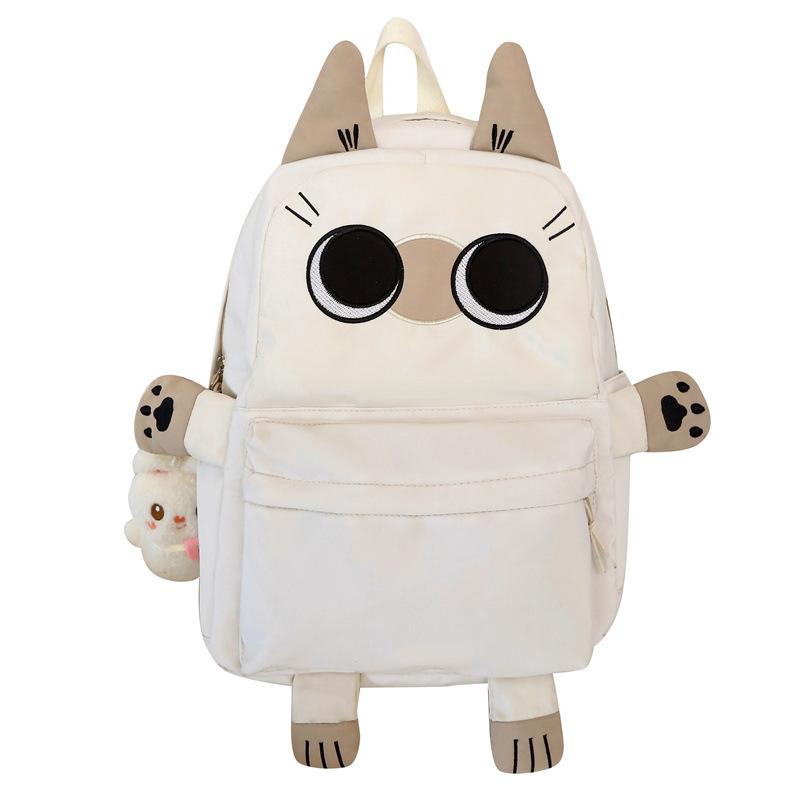 School bag for junior high school students Cute kitten student backpack Ugly cute large-capacity school bag High school students backpacking