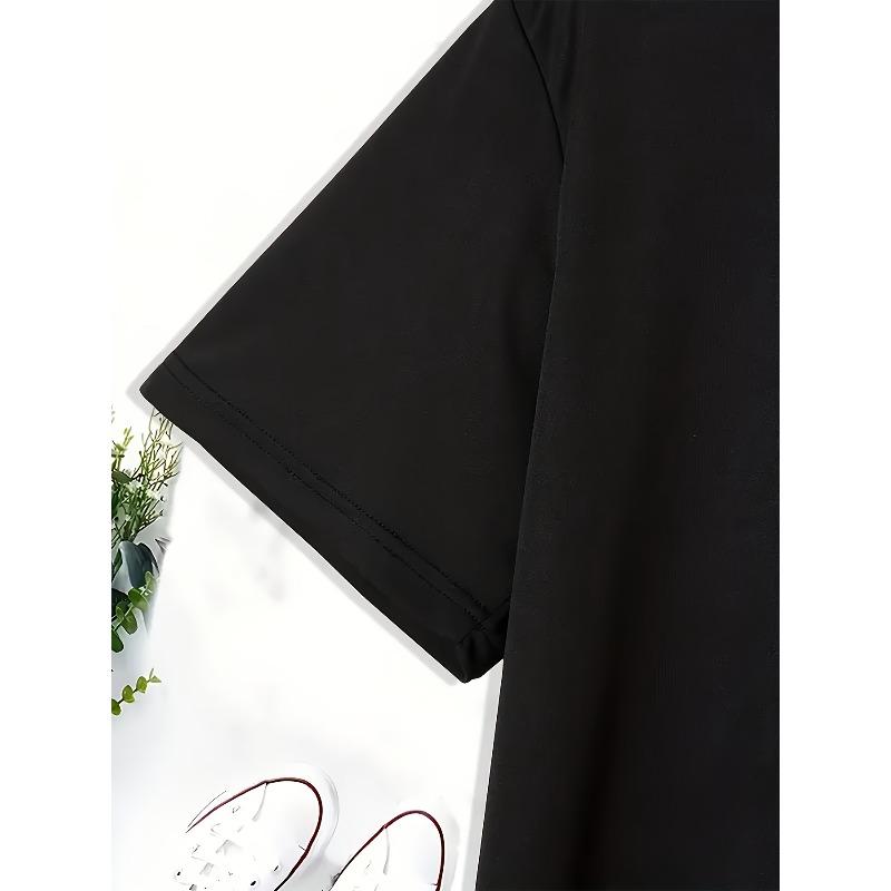 Evropské velikosti Pánské univerzální tričko, stylový a ležérní top s krátkým rukávem a módními potisky pro pánské oblečení