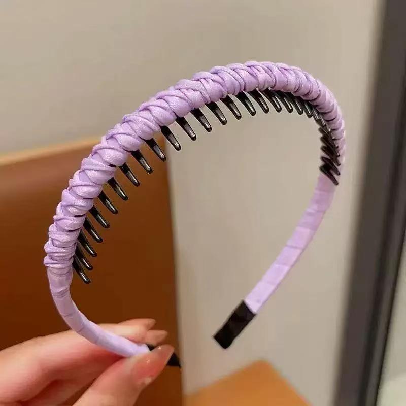 Rutschfestes dünnes geflochtenes Stirnband mit Zähnen für Damen - Ideal zum Waschen des Gesichts und Styling