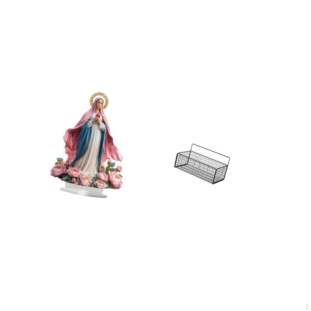 Nativity Scene Sculpture Acrylic Tabletop Ornament Wire Storage Basket Hanging Organizer Standing