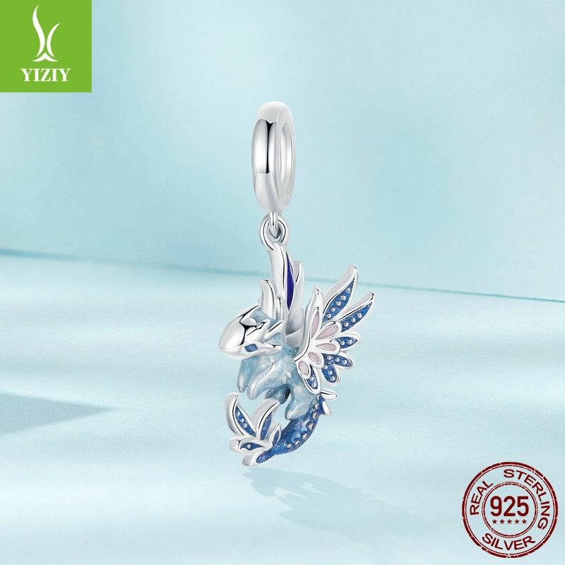 Blue Dragon Diy Pendant Accessories, Jewelry Personalized Fashion S925 Silver Bracelet Beaded