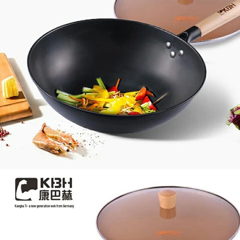 Kombach 32cm Uncoated Cast Iron Wok