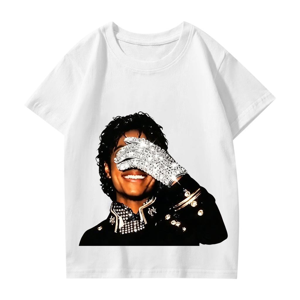 Fashionable Round Neck Short Sleeve Work Clothes Printed Tops For KID Summer Tops