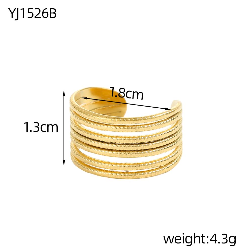CARLIDANA Vintage Multilayer Sun Stainless Steel Gold Plated Rings for Women Hollow Line Charm Adjustable Men Open Ring Jewelry