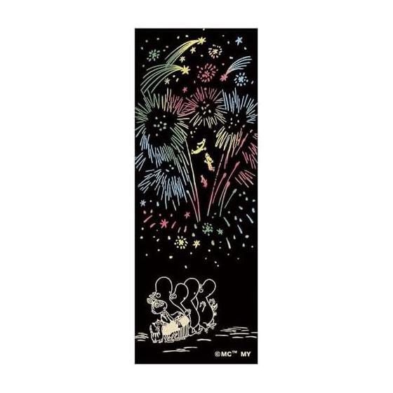 Moomin Tenugui Hand Towel - Hitoshigoto (Fireworks) - Snufkin & Little My - Approx. 33x90cm - Japanese Traditional Craft Dyeing - Home Decor