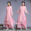 Spring/Summer Fairy Zen Suit: Women's Chinese-Style Cotton Linen Tai Chi & Dance Set