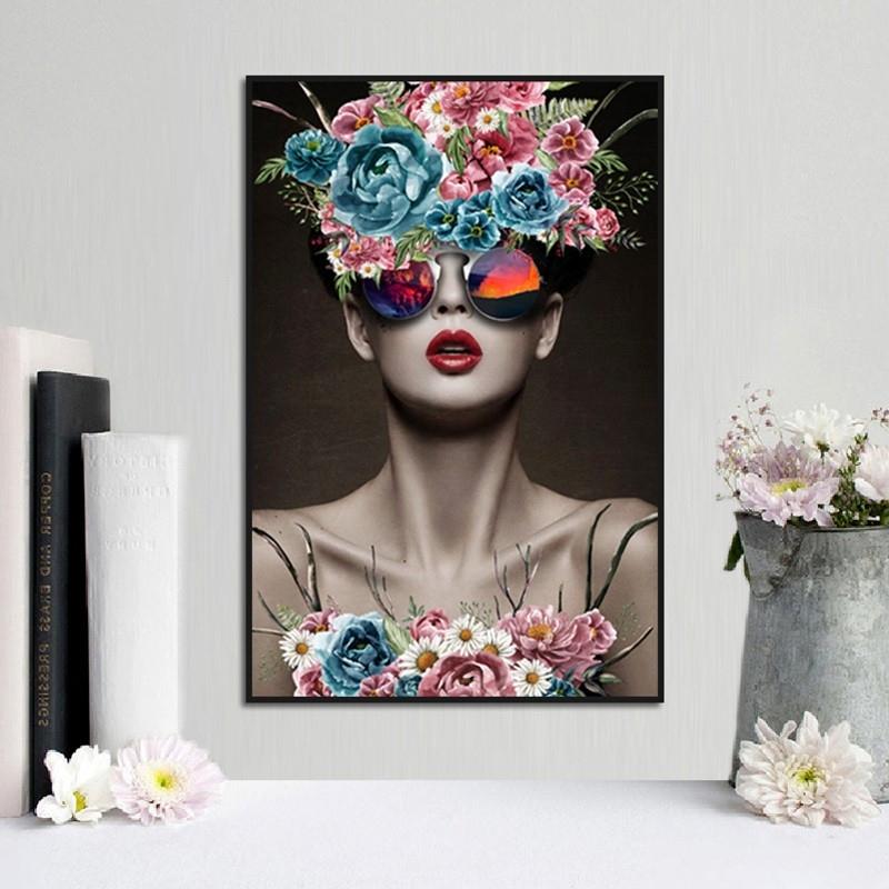 Põhjamaade kunst Abstraktne lilletüdruk, naiste plakat, lõuend, maalimine, kunsti seinapildid, elutoa magamistoa sisekujundus