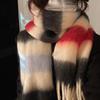 Rainbow Striped Scarf Women's Premium Sense Versatile Tassel Ball Warm Scarf Christmas Atmosphere