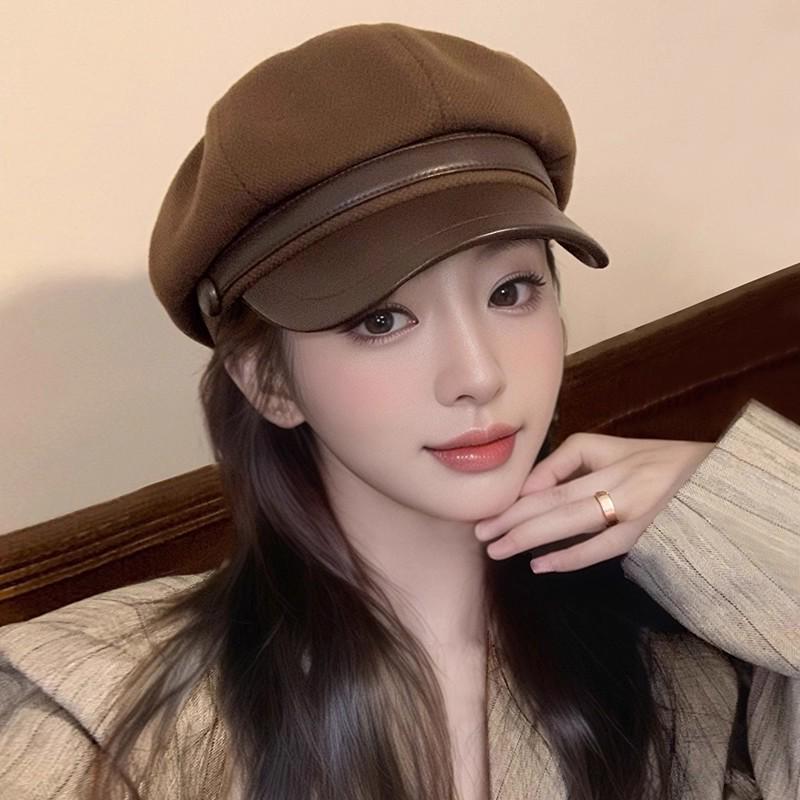 Women's Retro Octagonal Beret: Versatile Autumn/Winter Hat for a Small Face Aesthetic