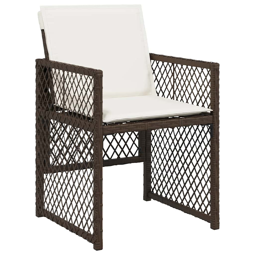 Vidaxl 9-Cz. Garden Furniture Set With Cushions, Brown, PE Rattan