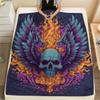 Winged Skull  Print Flannel Blanket, High Quality Comfortable for All Seasons, Home Decor, Warmth and Comfort