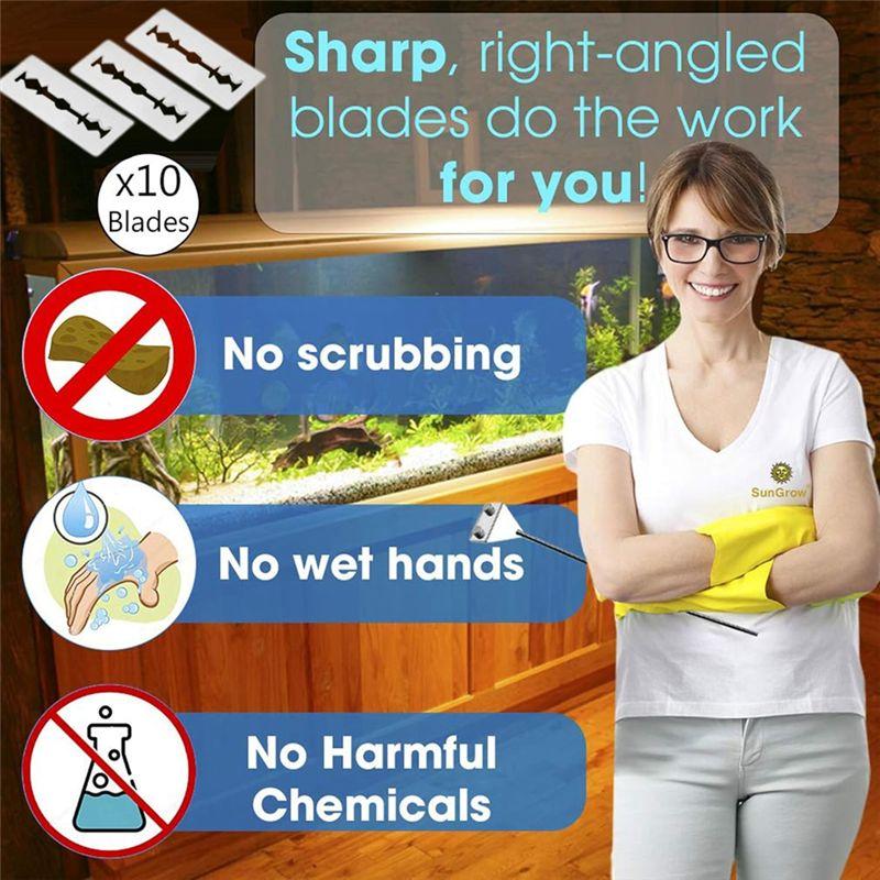 M-Modern-Algae Scraper 25.6In Cleaner Stainless Steel For Glass Aquarium For Fish Tanks- Includes 10 Blades