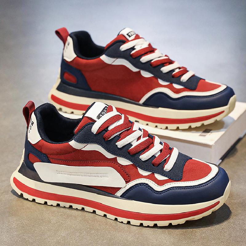 Men's Shoe Trend Brand High-end Versatile Casual Sports Running Leather Surface Waterproof Thick Sole Height Increasing Forrest Gump Dad Shoes