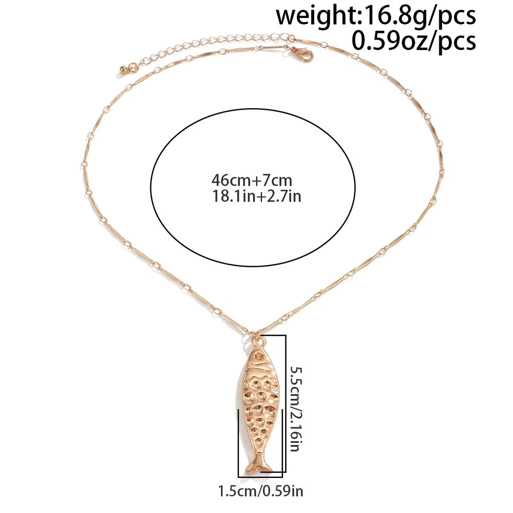New Punk Gold Color Fish Pendant Choker Necklace for Men Summer Adjustable Metal Neck Chain Party Jewelry Accessories New