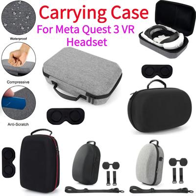 Estojo de Transporte com Tampa para Lente Estojo Impermeável de Casca Dura Bolso de Malha à Prova de Choque Para Headset VR Meta Quest 3 Controlador de Jogo