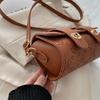 Winter New Trendy Fashion Crossbody Bag Embossed Texture Shoulder Bag Niche Retro Cylindrical Handbag Purse For Women KTY
