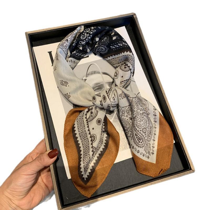 Cashew Pattern Printed Square Kerchief Elegant Neck Scarf For Women Daily Wear