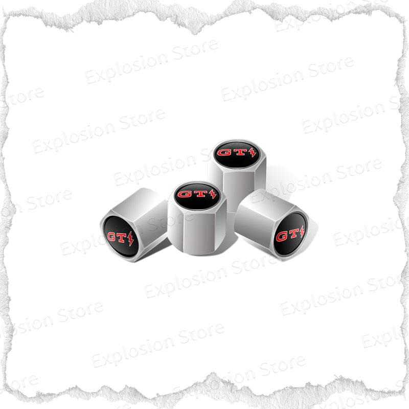 ASN1 4Pcs Car Wheel Tire Valve Stem Caps Tyre Air Cover Lightning Symbol GTI Emblem For Jetta Bora Golf 5 6 7 Polo MK3 MK5 MK6