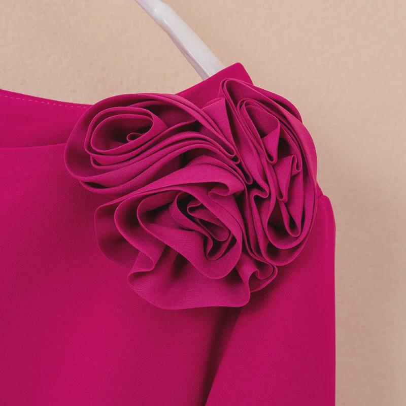 2023 Autumn/Winter Plus Size Women's Rose Red Dress with New Elegant Style