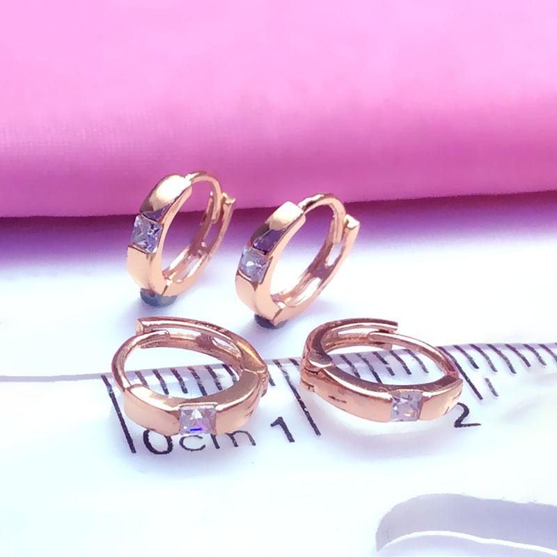 Exquisite Russian Purple Gold Single Zircon Earbone Buckle, Simple And Exquisite Rose Gold-Plated Diamond-Set Single-Row Earrings For Women