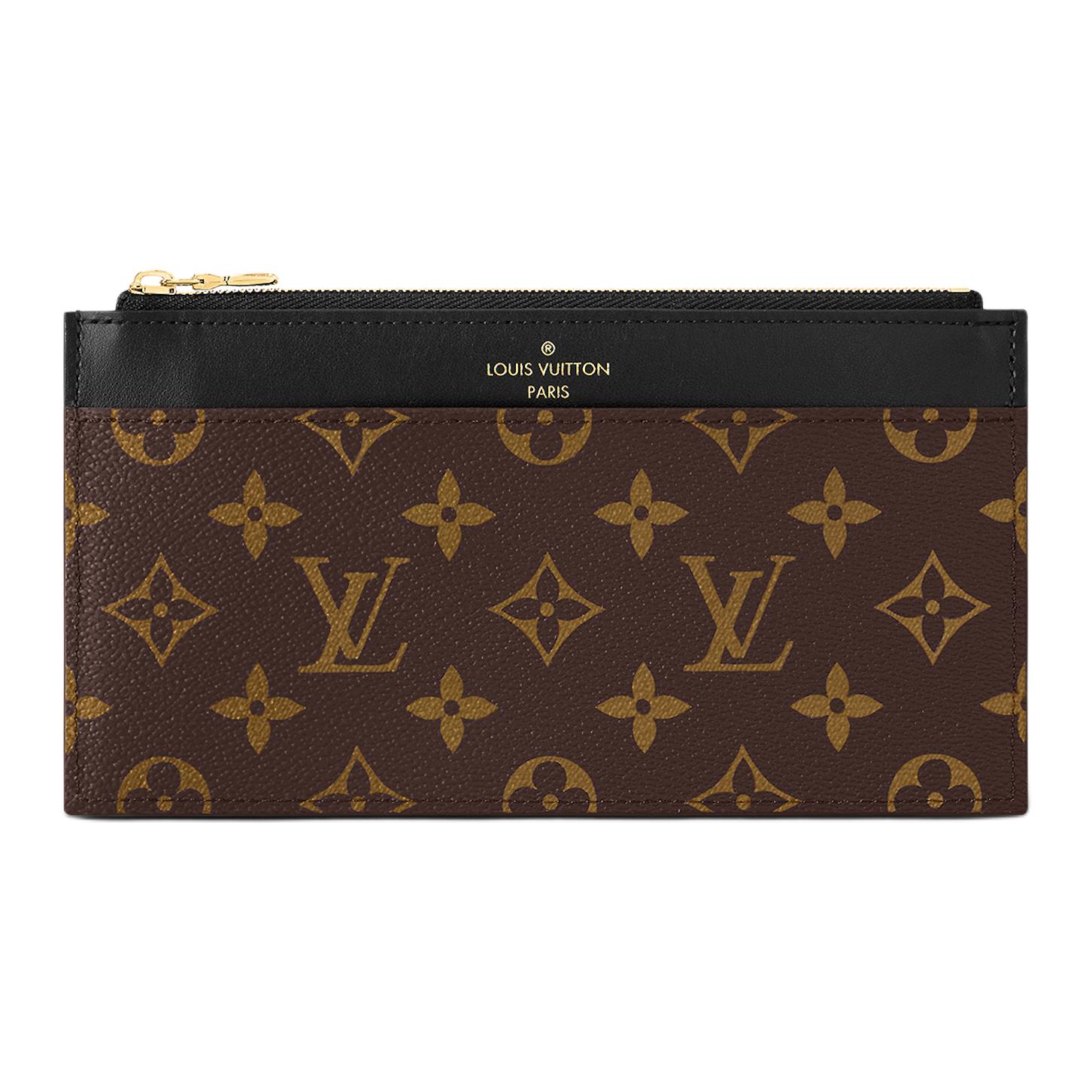 

Louis Vuitton Slim Purse Logo Print Zipper Closure Leather And Canvas Clutch Unisex clutch Brown m80348 Basic Set (Bag+Dust Bag)