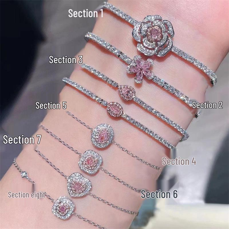 Women s High-End Pink Diamond Bracelet – Elegant, Versatile, Sweet Light Luxury Jewelry