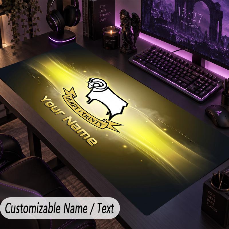 Large Mouse PadDerby County Custom Name Text Personalized Desk Mat Non Slip Gaming Pad