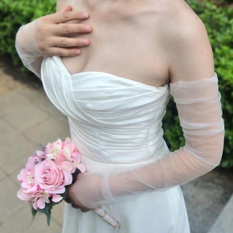 Sheer Wedding Gloves Simple Seethrough Arm Sleeves For Brides And Formal Event Elbow Fingerless Gloves for Special Event