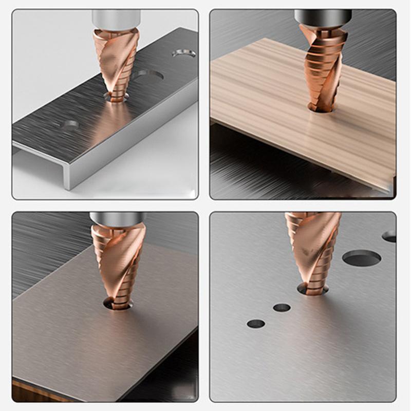HSS CO Cobalt Step Drill Bit Straight Spiral Groove Hex  Shank Metal Stainless Steel Hole Saw Cutter Stepped Drilling Power Tools