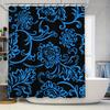 Luxury Vintage Blue Black Shower Curtain for Bathroom Decor Waterproof Fabric Printing Flower Pattern Bath Room Shower Curtains
