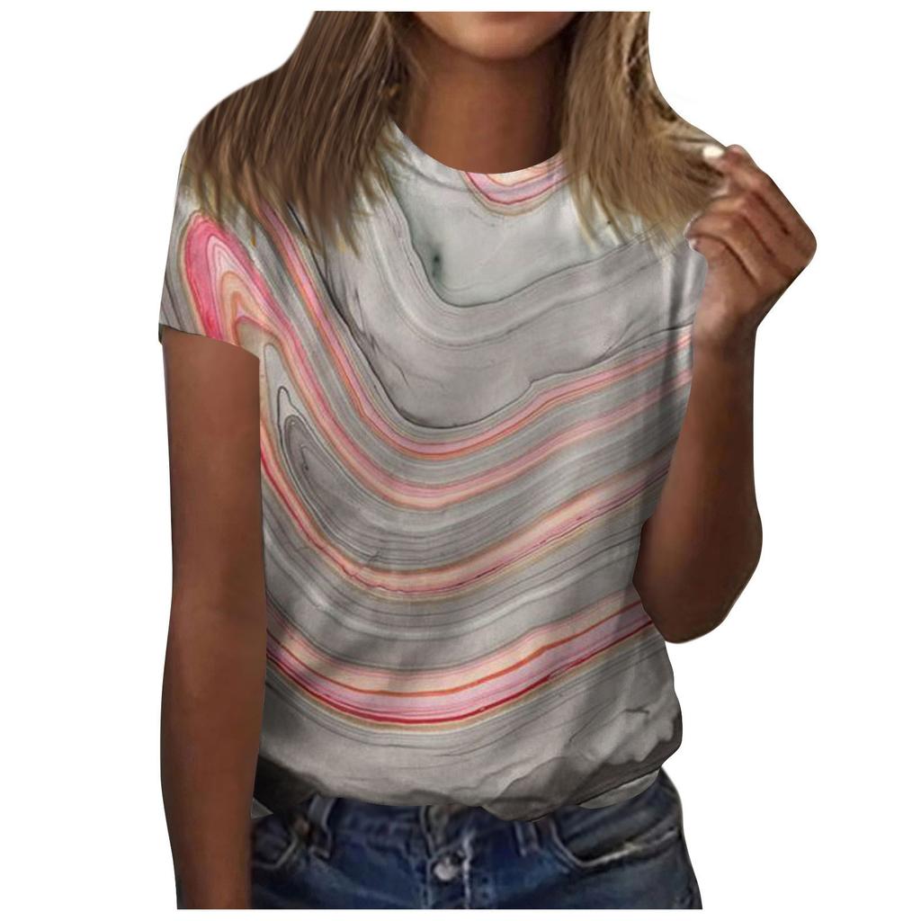 Women's Casual Short-sleeved T-shirt O-neck Printed Top