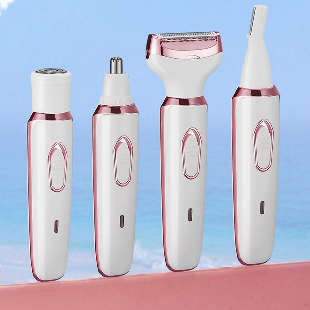 Elektrický holicí strojek pro ženy, odstranění chloupků na těle žen 4 v 1, zastřihovač bikin pro obočí, obličej, tělo podpaží, přenosný dámský holicí strojek, zastřihovač pro ženy